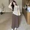 Conjunto de Dos Piezas para Mujer 2026: Elegante Top de Punto Calado de Manga Larga y Vestido Largo