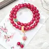 Pulsera Nueva Estilo Rosa Rosa de Semillas de Bodhi para Mujeres, Rosario Doble Círculo de Raíz de Bodhi para Sostener en la Mano, Cuentas Budistas, Venta al por Mayor