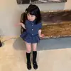 Conjunto de Niñas Coreano 2026 Verano Niños Diseño Súper Hermoso Sentido del Diseño Camisa Azul a Cuadros Falda de Encaje para Bebé