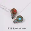 Xizang Prata Duas Cores Três Vias Pulseira Contas Espaçadoras Retrô Duas Cores Liga Inlaid Cabeça de Buda Furo Acessórios de Joia Atacado