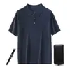 26 Estilo Fino de Verão 100% Lã Fina Camisa Polo Masculina de Manga Curta Camiseta de Fio Yangzi Gola Polo Casual