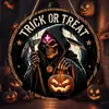 Venda Quente Transfronteiriça Artesanato Criativo de Madeira Pendurado Logo Redondo Halloween Horror Esqueleto Número de Porta de Madeira Abóbora