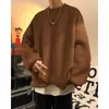 Suéter de Punto Básico para Hombre, Otoño Invierno, Estilo Holgado Perezoso, Ropa Exterior de Punto Retro Japonés, Capa Interior Simple