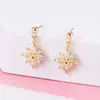 Pendientes de Flor de Diamante Brillante Microincrustados, Compactos, Simples y Elegantes, Pendientes de Margarita de Moda, Pendientes de Celebridad de Internet, Dulces y Lindos