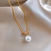 Dongdaemun Zircon Flower Oval Geometric Necklace Exquisite Cold Style Clavícula Corrente Light Luxury High-end Necklace para Mulheres