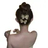 Grampo de Cabelo com Laço Brilhante de Strass Estilo Light Luxury para Mulheres Pente para Franja Penteado Exquisito de Princesa Pente para Cabelo do Topo da Cabeça Pente para Cabelos Rebeldes Acessórios de Cabelo