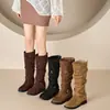 Botas de Plataforma Apilada Altas hasta la Rodilla Retro para Mujer Otoño 2026 Nuevas Botas de Caballero Largas de Caña Alta Estilo Vaquero Occidental