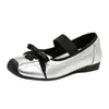 Versión de Piel de Vaca de Zapatos Mary Jane Plateados Estilo Ballet para Mujer, Zapatos de Verano Transpirables de Boca Baja con Suela Suave, Slip-On Cómodos que No Cansan los Pies
