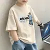 Camiseta de Manga Curta para Meninos Moda Verão Tendência Top de Algodão Estiloso de Meia Manga para Meninos