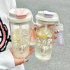 2024 nueva taza de plástico de orquídea lirio taza de alto valor de color taza de gran capacidad vaso para sorber estudiantes lindas taza doble para beber