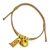 Pulseira de Corda Trançada da Sorte Fortuna Pequeno Gordo Fortuna com Contas Olho de Gato Antigas Banhadas a Ouro, Estilo Chinês Simples para Homens e Mulheres
