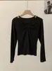 Camiseta Básica de Manga Larga con Tirante Retorcido y Cuello en V Estilo Coreano Omalai para Mujer 2026 Nueva Moda Primavera 6249