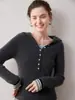 Novo suéter de cashmere puro com capuz e gola semiaberta para mulheres, suéter de cashmere puro, malha canelada, design color-block, blusa falsa de duas peças