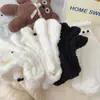 Meias Grossas de Lã para Inverno, Meia-Calça, Design Fofo e Doce de Olhos Preto e Branco, Meias para Dormir no Chão, Meias Quentes de Pelúcia Coral