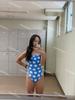 [4 Colores] Nuevo Traje de Baño Coreano de Encaje Floral Racing Una Pieza Triángulo Efecto Adelgazante Piscina Chica Traje de Baño para Aguas Termales