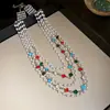 Colar de Pérolas Estilo Palácio Retrô Francês Corrente para Suéter Dopamina de Luxo Leve High-End Colar de Temperamento Retrô da Moda