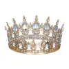 Coroa Elegante de Cristal em Liga de Ouro para Mulheres Festa de Aniversário da Rainha Acessórios de Casamento Headpiece de Strass AB para Noivas Formaturas e Eventos Especiais