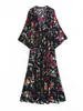Vestido vintage de estilo otoñal europeo y americano transfronterizo con nuevo estampado y cordones, dropshipping de Amazon, suministro directo del fabricante