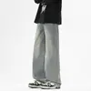Jeans para Hombre con Cinturón, Cintura Semi-Elástica, Corte Recto Holgado, Pantalones Versátiles Casuales de Moda para Primavera y Verano