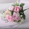 Flores Artificiales Ramo de Rosas de Borde Rizado de 9 Cabezas Decoración de Fondo de Boda Flores Falsas Venta al por Mayor Flores Artificiales de Alta Calidad