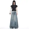 Colección de Verano 2026 y Estilo Retro Americano|Diseño Desestructurado|Jeans Sueltos de Pierna Ancha Acampanada para Mujer