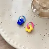 Pendientes de Flor de Color Dopamina para Oreja Hebilla Pendientes de Mujer Dulce Fresca Chica Picante Elegantes Pendientes de Botón 2025 Nuevo