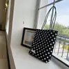 Bolso de lunares versátil estilo coreano ins para ir al trabajo, del mismo estilo que el de la bloguera, bolso de mano de un solo hombro, bolso de lona negra de gran capacidad