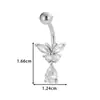 Botão de Umbigo Hensen em Aço Inoxidável Cravejado com Renda de Zircônia Cruz Navel Nail Joia de Piercing Abdominal para Exportação Europeia e Americana