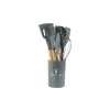 Conjunto de 12 peças de utensílios de cozinha de silicone com cabo de madeira com balde de armazenamento frigideira antiaderente resistente a altas temperaturas espátula de silicone colher de sopa utensílios de cozinha para cozinhar