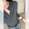 Camiseta Básica de Punto con Cuello en V Estilo Old Money para Mujer, Primavera 2025, Corte Ajustado, Adelgazante, Suéter Vintage para Mujer