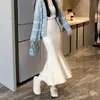 Saia Midi de Inverno Feminina Elegante de Alto Padrão, Estilo Nicho, Cauda de Peixe, Cintura Alta, Emagrecedora, que Molda o Quadril
