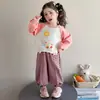 Conjunto de Moletom para Meninas Primavera Outono 2026 Novo Estilo Menina Estiloso Casual Esportivo Crianças Bebê Menina Conjunto de Duas Peças