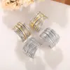 Pendientes Huitan de Diseño de Línea Transfronteriza Europea y Americana para Mujer, Joyería Exquisita Elegante de Dos Tonos, Joyería Elegante Chic Francesa