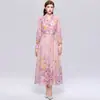 Vestido Floral Romántico Francés Transfronterizo con Cuello en V, Mangas de Linterna, Cintura de Corbata y Falda Midi Adelgazante para Mujer
