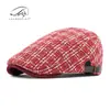Nuevos Gorros de Punto de Otoño para Mujer, Gorras Artísticas de Pato para Hombre, Gorras Retro Británicas de Visera Adelantada, Boinas Cuadros Casuales, Modernos