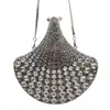 Bolso de Mano Abanico Transfronterizo con Pedrería Bolso de Noche de Alta Gama para Banquetes, Fiestas y Reuniones Anuales