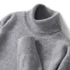 Suéter de lana pura para hombre, nuevo para otoño/invierno 2026, de importación transfronteriza, con cuello alto, corte holgado y base de punto de color liso