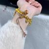 Pulsera de Monedas de Cinco Emperadores Doradas Abundantes Estilo Mismo que la Tienda de Oro Puzuo para Mujer, Nueva Pulsera Trenzada Retro China
