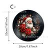 Papá Noel Vinilo Negro Señal de Lata Navideña Festiva Rojo Redondo Decoración Festiva Artesanía de Metal