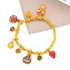 Tienda de Oro Mismo Estilo Pulsera Elástica Brillante con Cuentas Doradas, Segura y Feliz, Atrayendo Riqueza y Fortuna