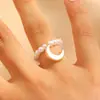 Anel de Luxo Leve Transfronteiriço com Pérolas Imitação Barrocas e Pingentes de Lua, Peixe e Coração, Anel de Luxo Leve Fofo e Elegante