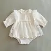 Mameluco Vestido de Encaje de Princesa para Bebé, Vestido de Manga Larga para Niña para Primavera y Otoño, para Cumpleaños de 100 Días y 1 Año, Vestido de Encaje Estilo Coreano