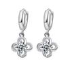 Brincos de Moinho de Vento Giratório com Diamantes Brincos Folha da Sorte Grama Flor Eterna Brincos de Linguagem Quatro Folhas Brincos de Zircônia