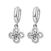 Pendientes Sencillos de Zirconia de Trébol de Cuatro Hojas Kaiwei Pendientes Accesorios de Plata Hierba de Hoja de la Suerte Pendientes de Flor Eterna Estilo Coreano
