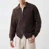 Moda Tendencia Estilo Casual Simple 2026 Otoño Nueva Llegada Cremallera Cardigan de Punto para Hombre Solapa Suéter Holgado Abrigo de Punto