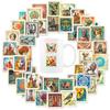 Precio FijoCompra Directa Transfronteriza Lo Más Vendido en Tiktok Set de 50 Piezas de Pegatinas de Sellos Estilo Retro Nórdico, Cuadradas Diseños Mixtos