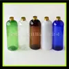 Botella redonda de hombro para líquido de cuidado de la piel, botella de PET de 500 ml con tapa de aluminio, subbotella cosmética, botella de repuesto para salón de belleza