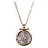 Plata de ley S925 Romana antigua Griega antigua hacer viejo diosa de la cosecha Deméter moneda antigua collar alto vintage al por mayor