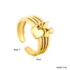 Diseño de Nicho Transfronterizo Acero Inoxidable Borla Mariposa Anillo Abierto Ajustable Chapado en Oro de 18K Moda Anillo Personalizado