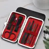 Set de cortauñas de acero inoxidable negro en stock al por mayor pinzas para cutícula cuchillo de pedicura aguja para acné herramientas de belleza